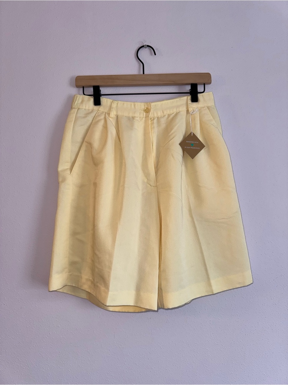 Jantzen Pale Yellow High-Waist Pleated Bermuda Shorts